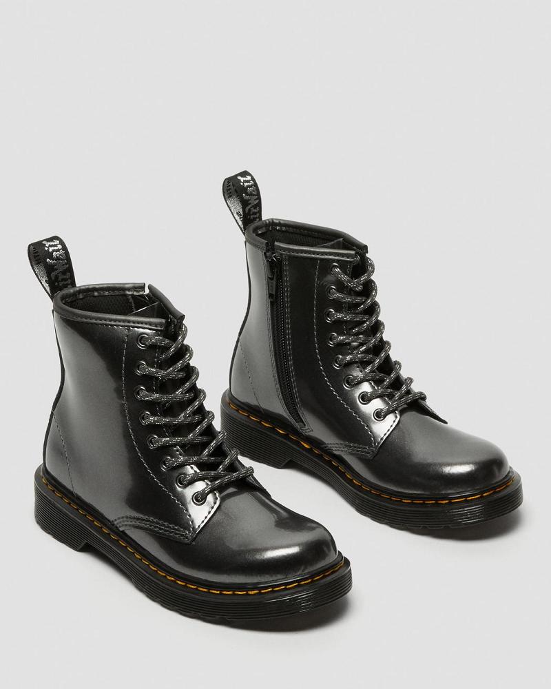 Grey Kids' Dr Martens Junior 1460 Metallic Lace Up Boots | CA 682UZG